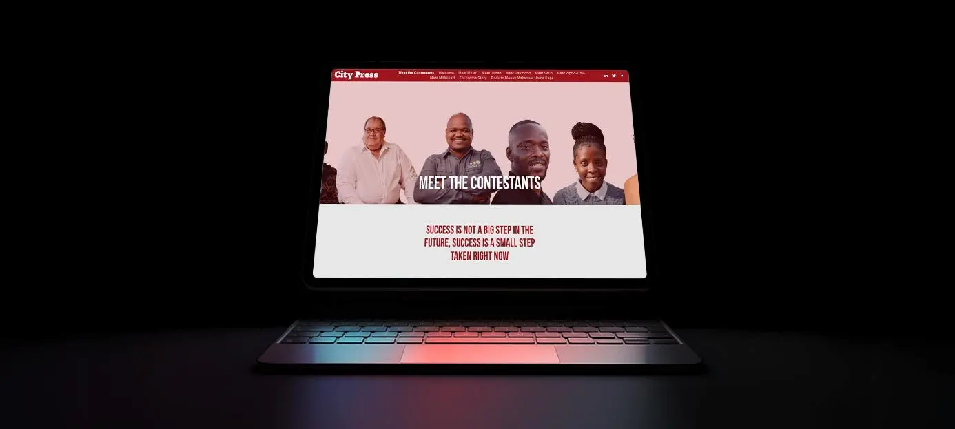 Laptop showing the City Press/Absa Money Makeover Challenge campaign
